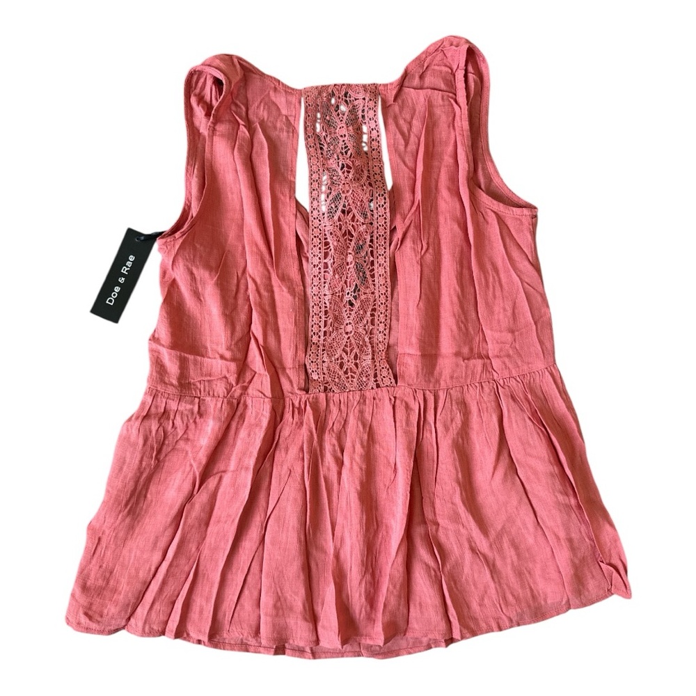 Doe & Rae One Fine Day Pink Lace Detail Boutique Top Women S NWT